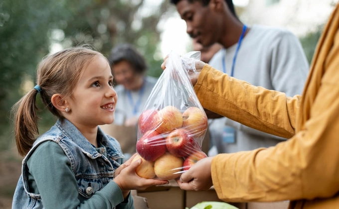 child collecting gift