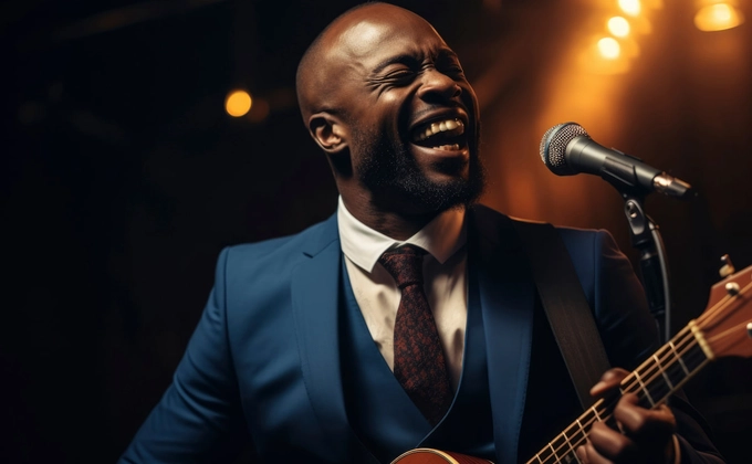 man singing with passion