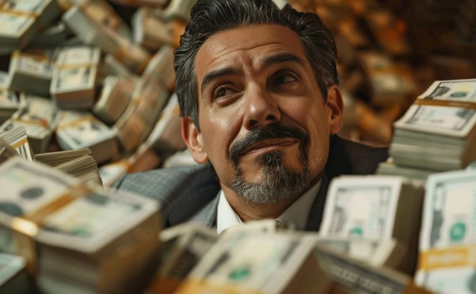 man with lots of money