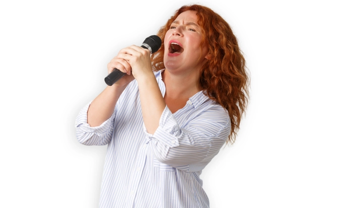 woman passionately singing