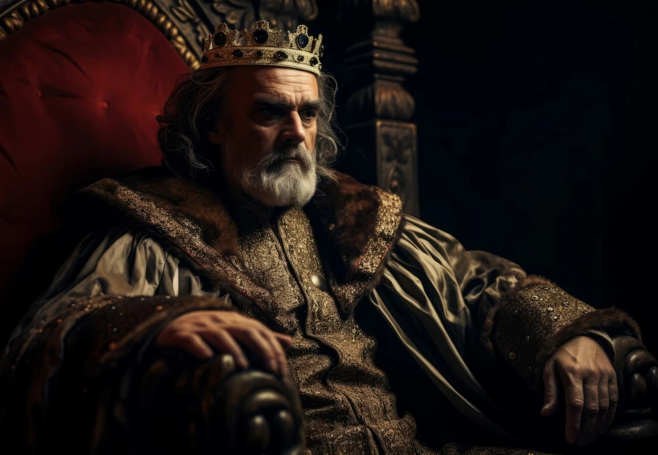 An artistic depiction of the wicked king Adoni-Bezek from the Bible, looking defiant.