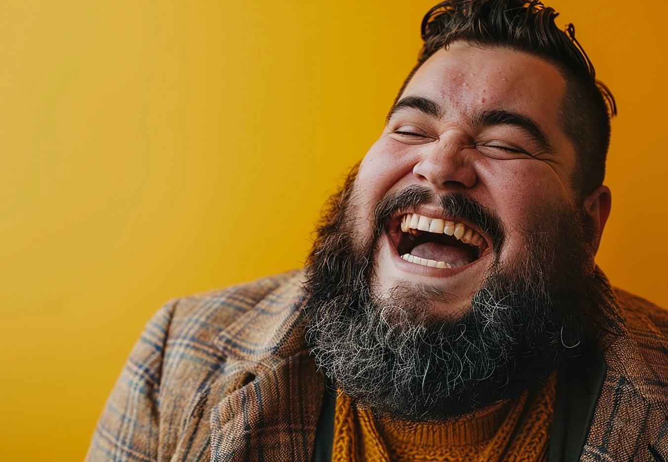 A man laughing in joy