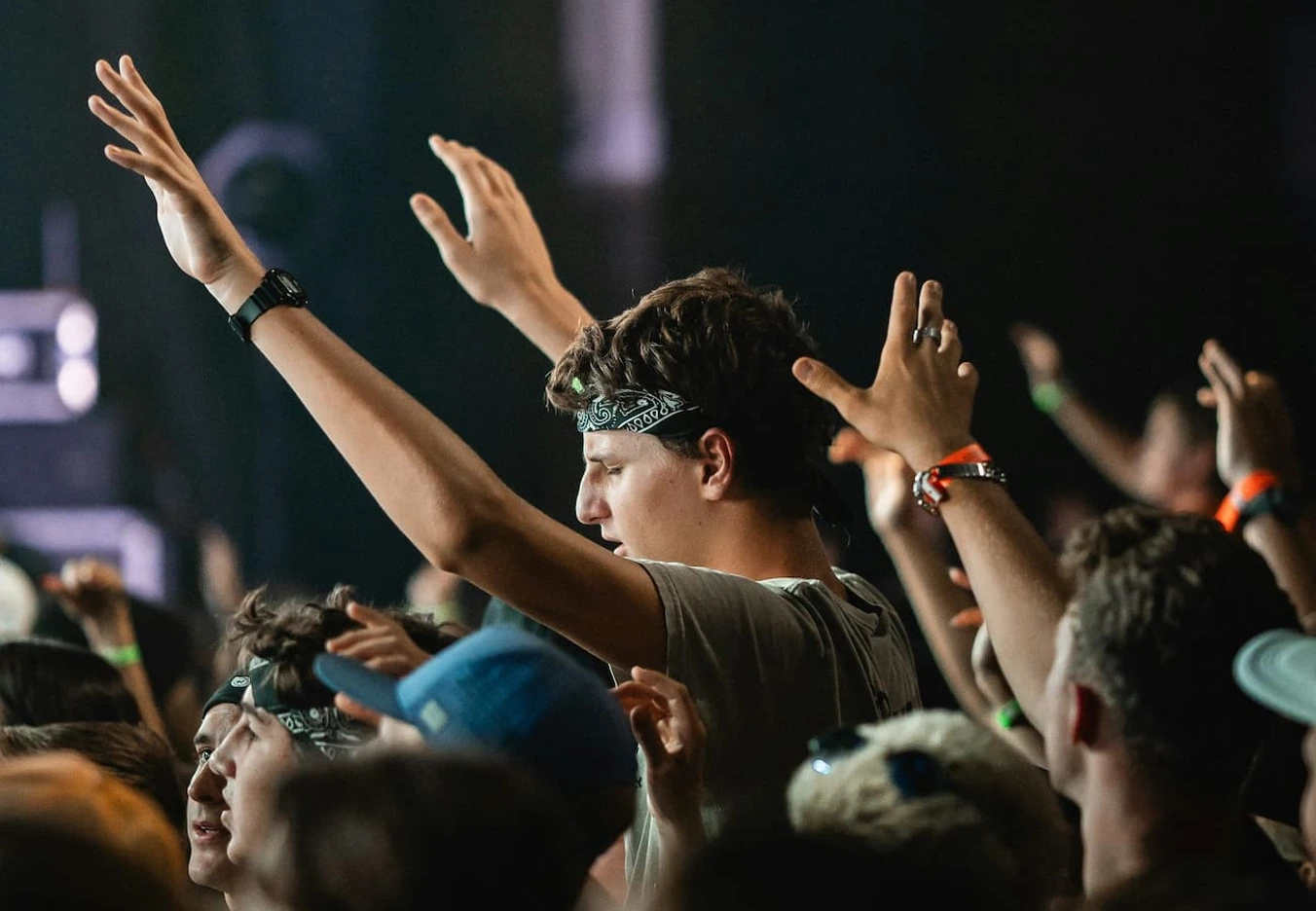 man worshipping in church