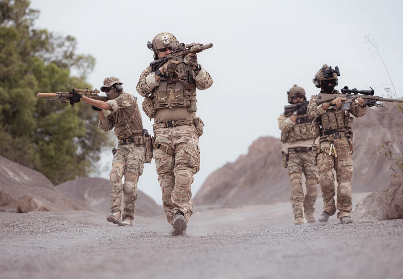Armed soldiers advancing together, symbolizing believers enlisted in God’s army for the rescue of souls.