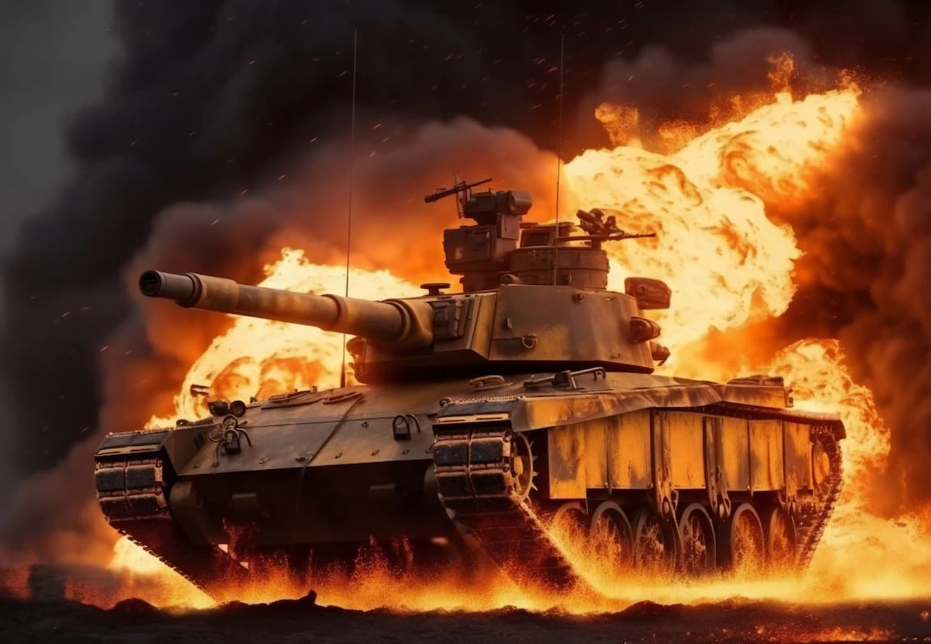 tank in fire