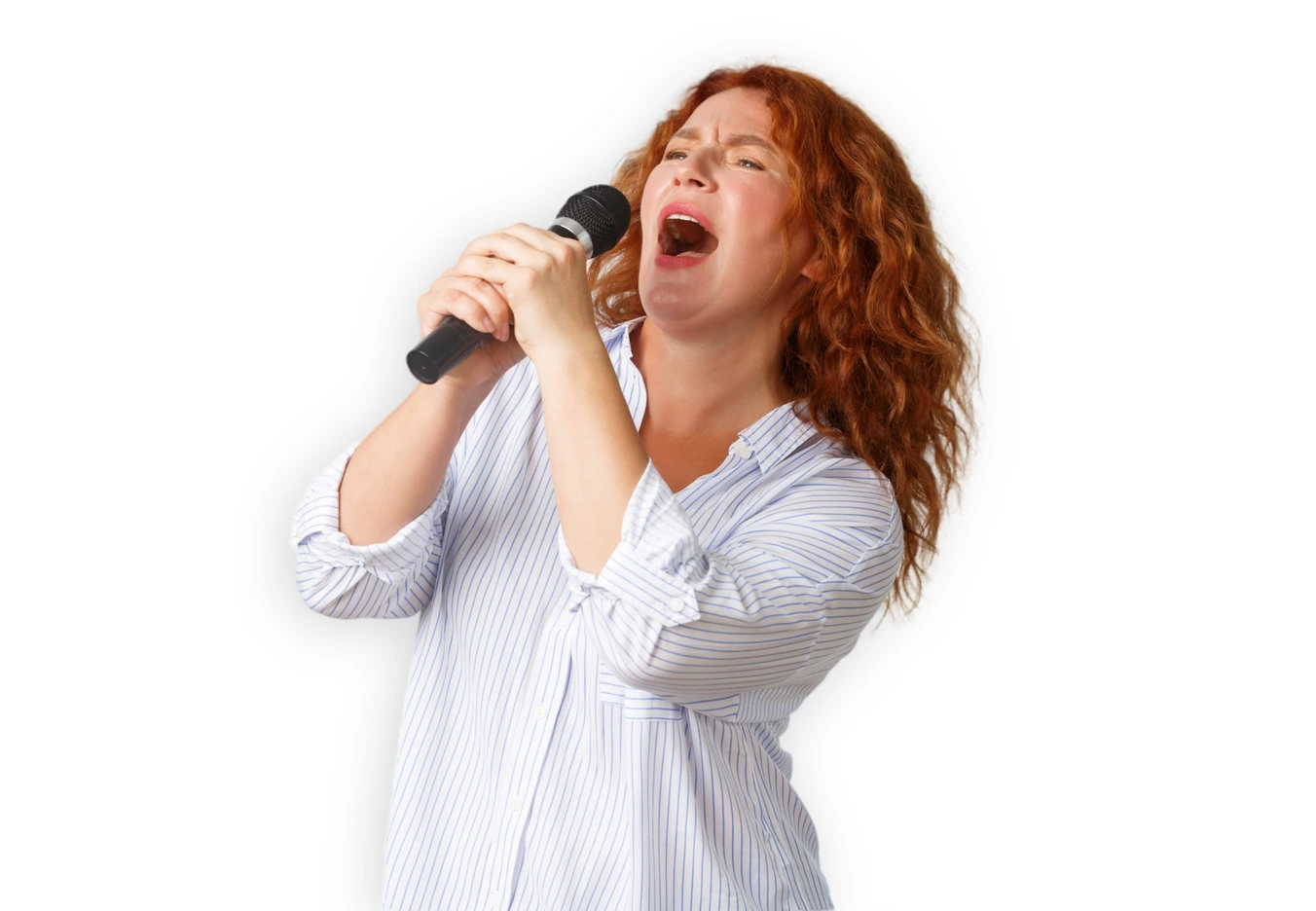 woman passionately singing